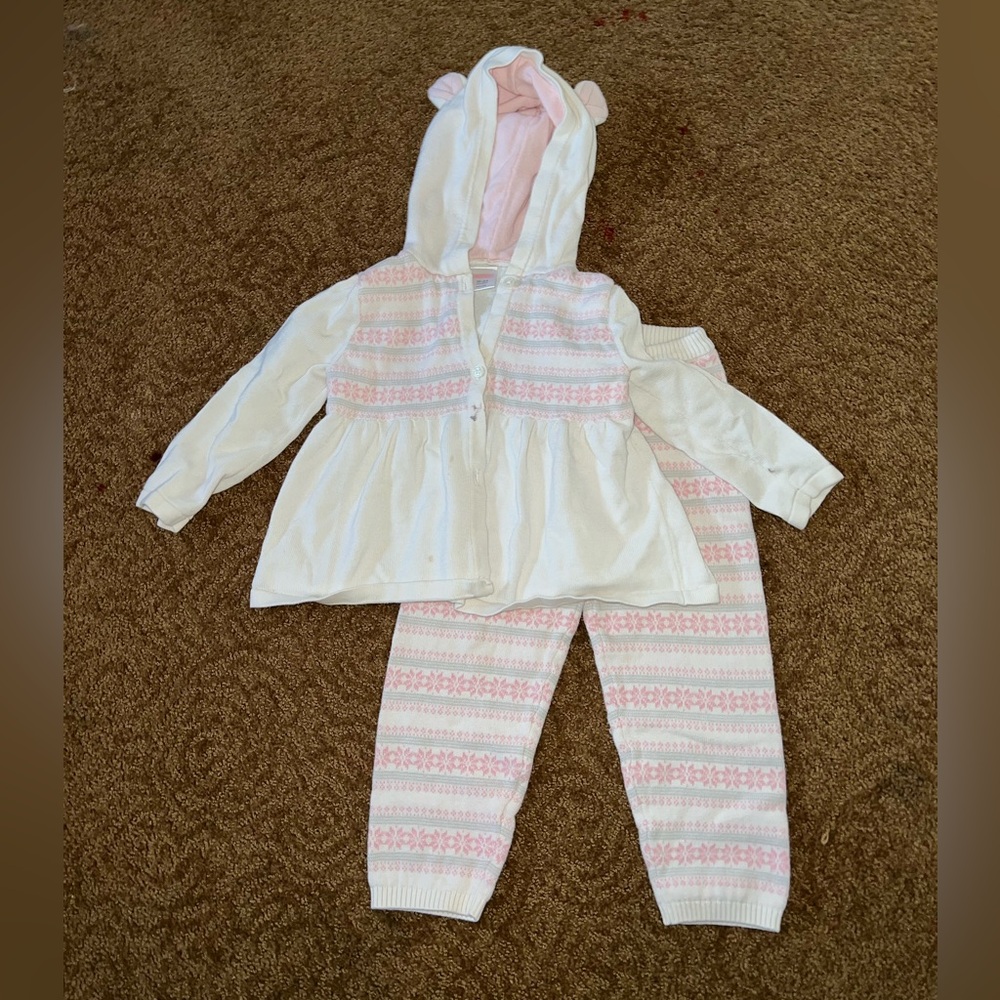 White And Pink Snowflake 18-24 Month Set
